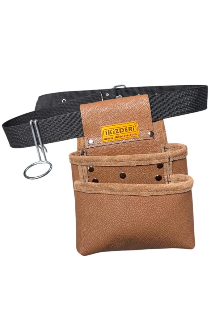 Two-compartment multipurpose leather tool apron – İkizderi