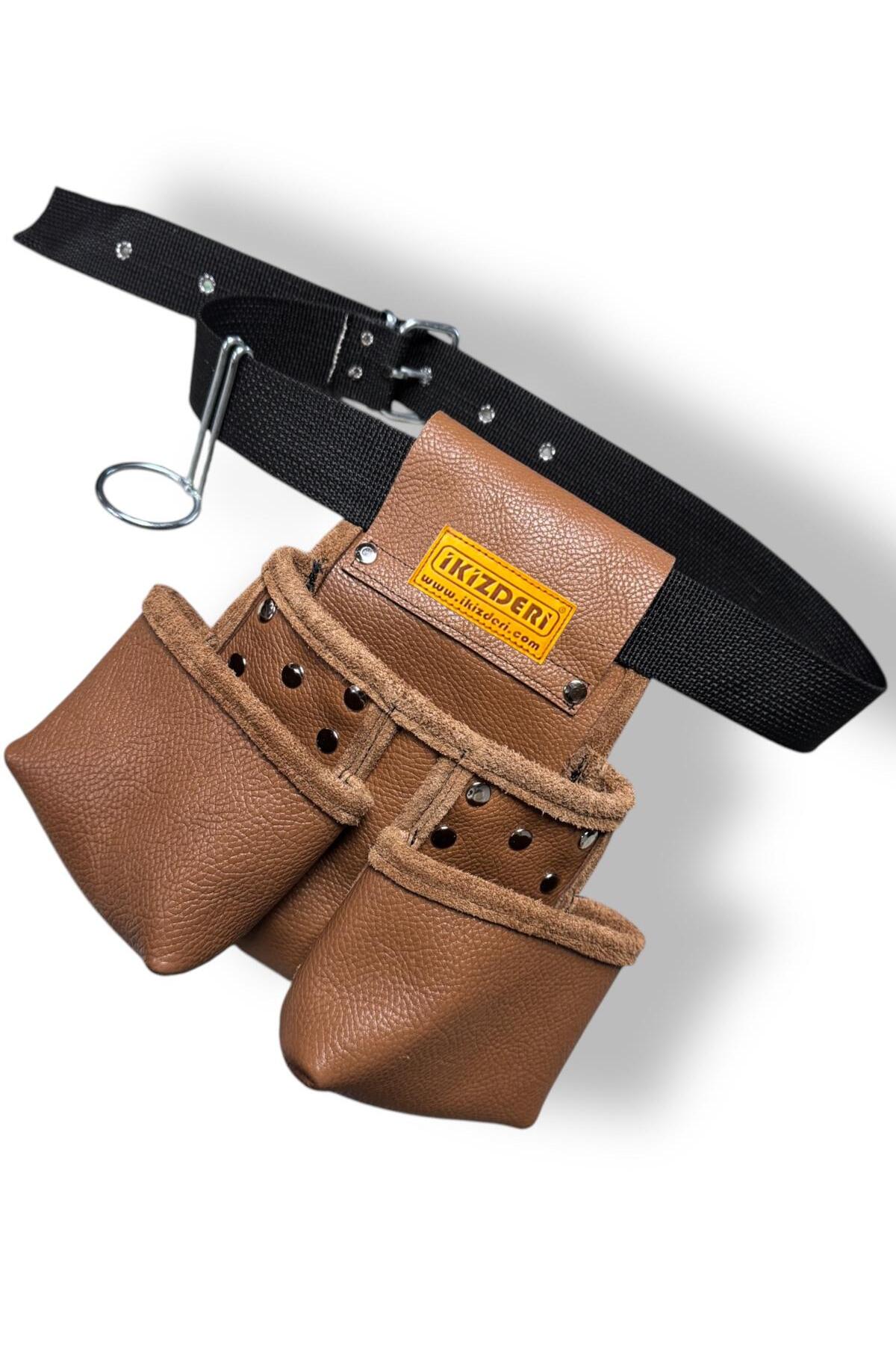 Multipurpose Leather Master Apron with Three Compartments – İkizderi