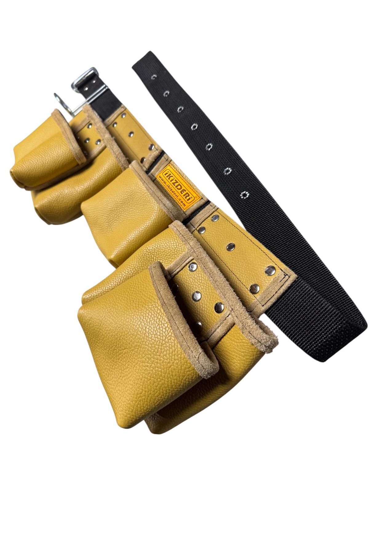 Five-Compartment Genuine Leather Nail Apron – İkizderi