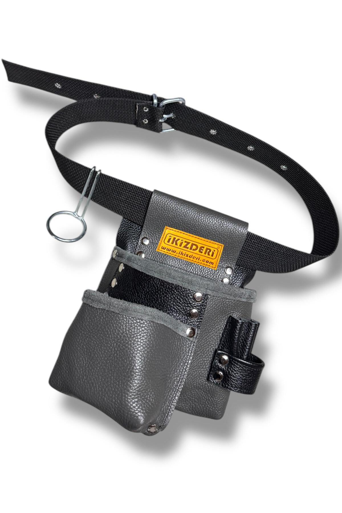 Electrician Genuine Leather Master Apron Grey-Black – İkizderi