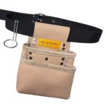 Functional Two-Compartment Multipurpose Leather Tool Apron Grey – İkizderi