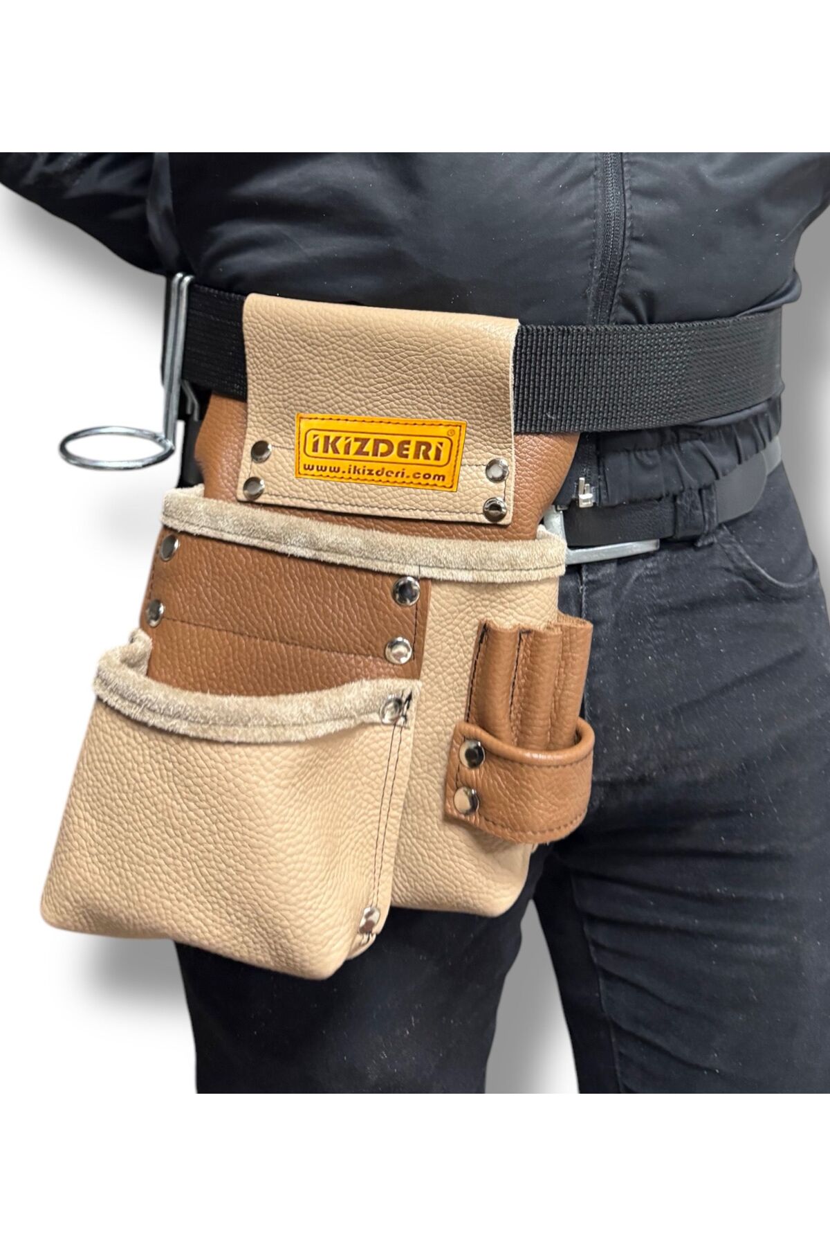 Electrician Genuine Leather Master Apron Beige-Light Brown – İkizderi