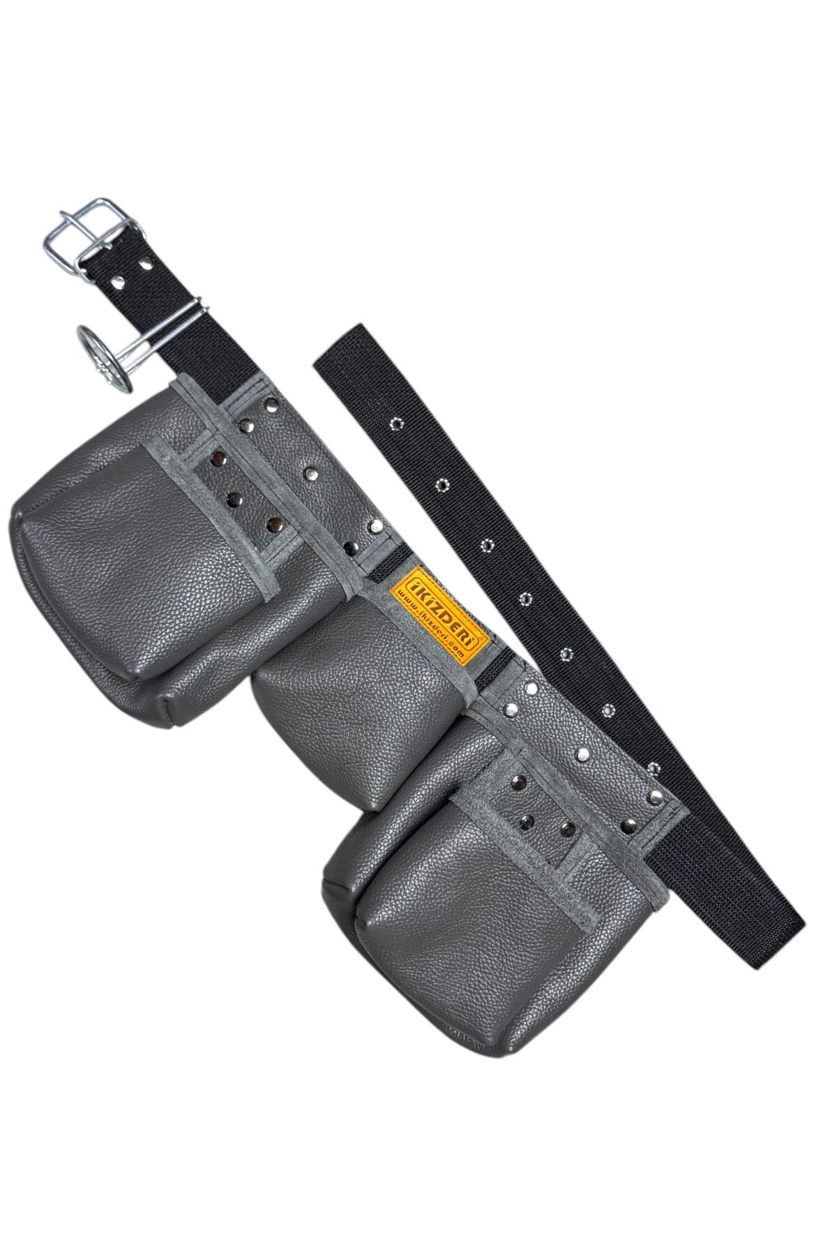 Five-Compartment Genuine Leather Nail Apron Grey – İkizderi