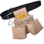 Grey Multipurpose Leather Master Apron with Three Compartments – İkizderi