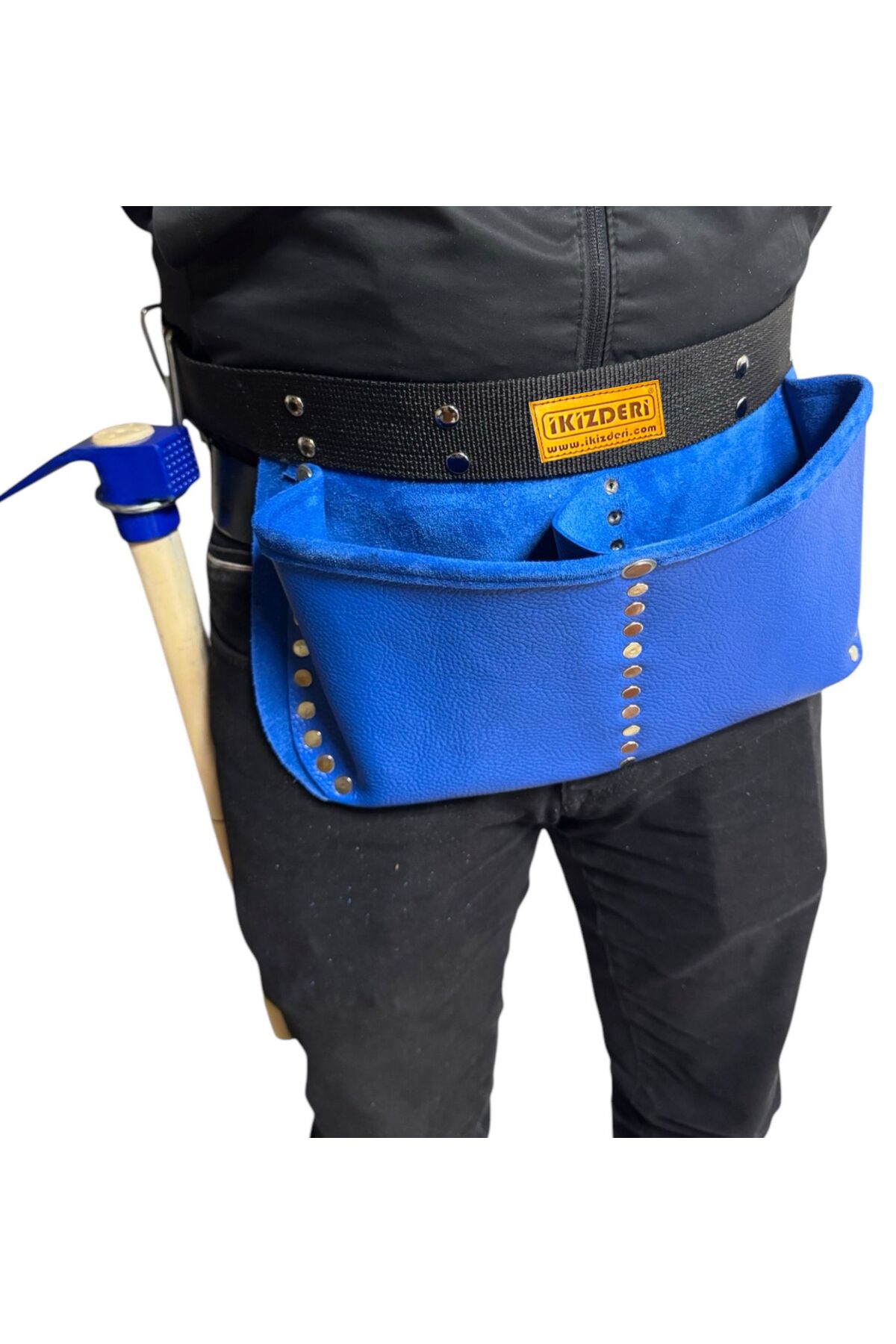 Two-Pocket Palaska Leather Nail Apron side view – İkizderi