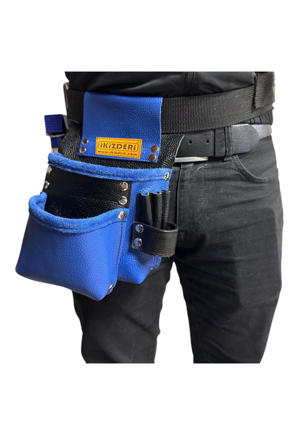 Electrician Genuine Leather Master Apron Blue-Black – İkizderi