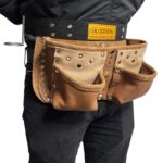 Four-Compartment Genuine Leather Nail Apron Brown-Beige – İkizderi