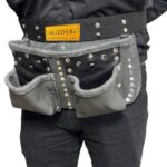 Four-Compartment Genuine Leather Nail Apron Grey-Black – İkizderi