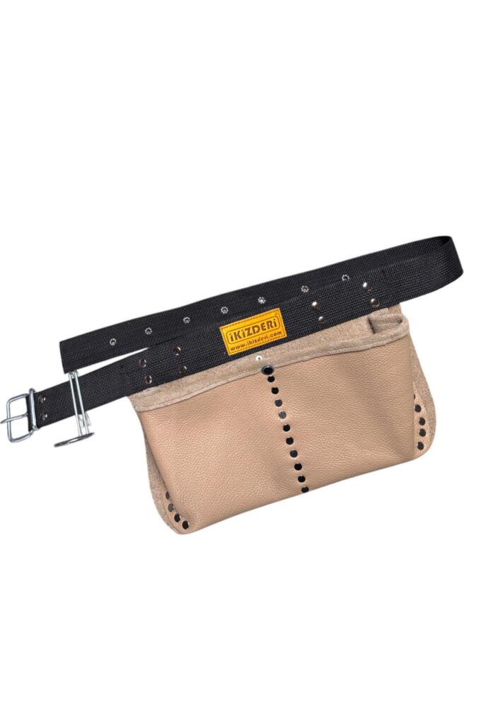 Two-pocket hand-stitched leather nail apron – İkizderi