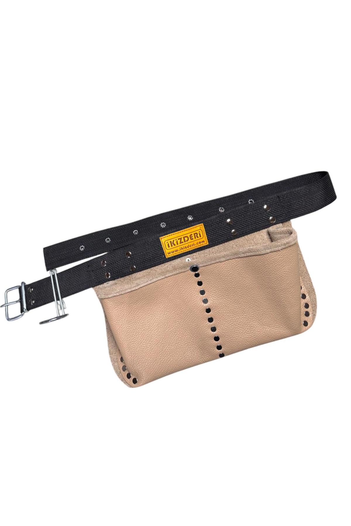 Two-Pocket Hand-Stitched Leather Nail Apron – İkizderi