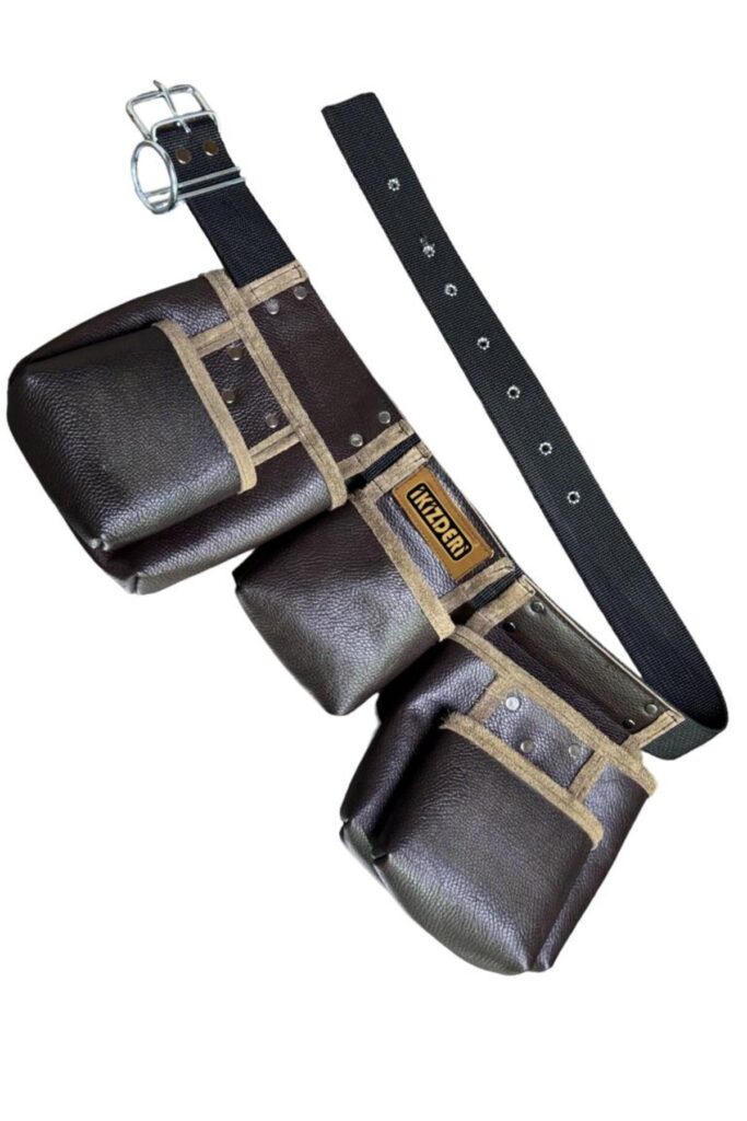Palaska-belt five-compartment leather nail apron – İkizderi