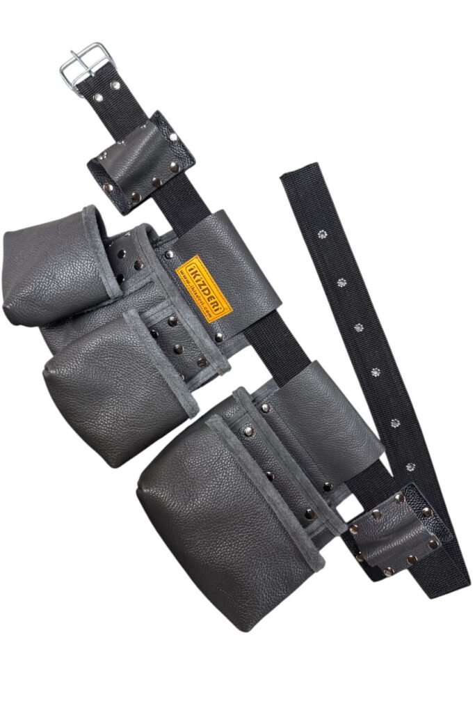Waist-type leather tool apron grey – İkizderi