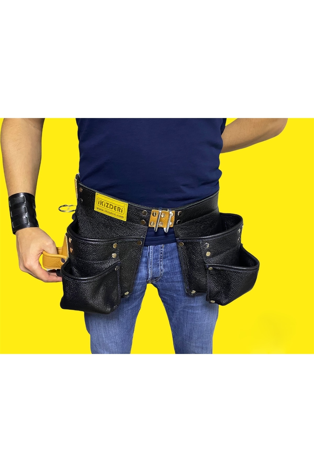 Double-Layer 100% Leather Multi-Pocket Nail Apron – İkizderi