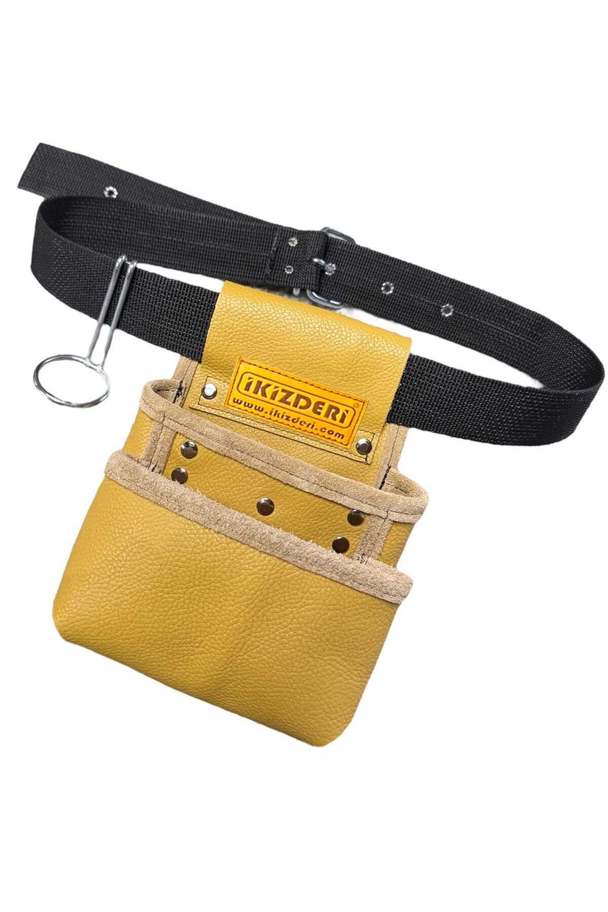 Functional Two-Compartment Multipurpose Leather Tool Apron Yellow – İkizderi