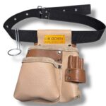 Electrician Genuine Leather Master Apron Beige-Light Brown side view – İkizderi