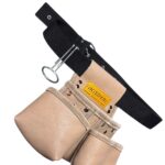 Grey Multipurpose Leather Master Apron with Three Compartments side view – İkizderi