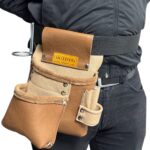 Electrician Genuine Leather Master Apron Light Brown-Beige side view – İkizderi