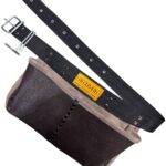 Two-Pocket Leather Nail Apron Brown side view – İkizderi