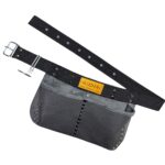 Two-Pocket Leather Nail Apron Grey side view – İkizderi