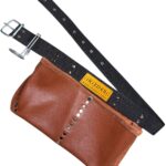Two-Pocket Leather Nail Apron Red side view – İkizderi
