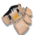 Multipurpose Wide Palaska-Belt Leather Tool Apron Grey-Black side view – İkizderi