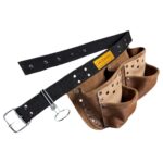 Four-Compartment Genuine Leather Nail Apron Brown-Beige side view – İkizderi