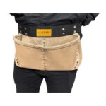 Two-Pocket Hand-Stitched Leather Nail Apron side view – İkizderi