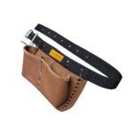 Two-Pocket Genuine Leather Nail Apron side view – İkizderi