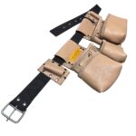 Multipurpose Waist-Type Leather Tool Apron Beige side view – İkizderi