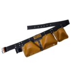 Palaska-Belt Three-Pocket Genuine Leather Nail Apron side view – İkizderi