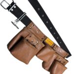 Five-Compartment Genuine Leather Nail Apron Classic Model pocket detail – İkizderi