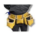 Functional Five-Pocket Leather Master Apron Yellow-Black pocket detail – İkizderi