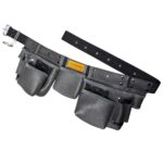 Functional 5-Pocket Leather Master Apron Grey-Black pocket detail – İkizderi