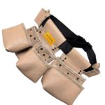 Multipurpose Wide Palaska-Belt Leather Tool Apron Grey-Black pocket detail – İkizderi