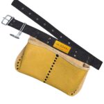 Two-Compartment Leather Nail Apron pocket detail – İkizderi