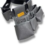 Multipurpose Grey Palaska-Belt Leather Tool Apron pocket detail – İkizderi