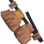 Multipurpose Waist-Type Leather Tool Apron Light Brown pocket detail – İkizderi