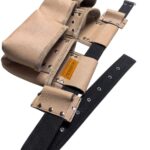 Multipurpose Waist-Type Leather Tool Apron Beige hand-stitching and rivet detail – İkizderi