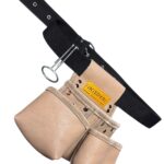 Grey Multipurpose Leather Master Apron with Three Compartments hand-stitching and rivet detail – İkizderi