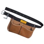 Two-Pocket Genuine Leather Nail Apron hand-stitching and rivet detail – İkizderi