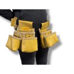 Multipurpose Waist-Type Leather Tool Apron Yellow back view – İkizderi