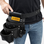 Three-Pocket Leather Master Apron with Layered Pockets side view – İkizderi