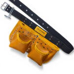 4-Pocket Palaska-Belt Tan Genuine Leather Nail Apron side view – İkizderi