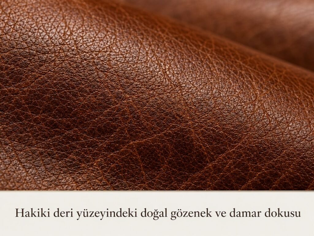 Hakiki deri yüzeyindeki doğal gözenek ve damar dokusu
